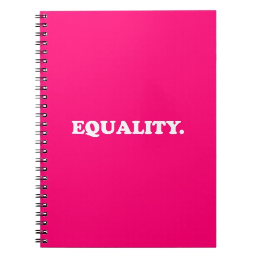 Gelijkheid heet roze moderne typografie minimalist notitieboek (Voorkant)