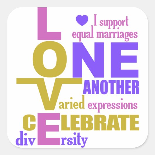 Gelijkheid huwelijk/één-liefdesdouane-stickers vierkante sticker (Voorkant)