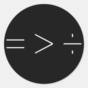 Gelijkheid is groter dan divisie zwart ronde sticker