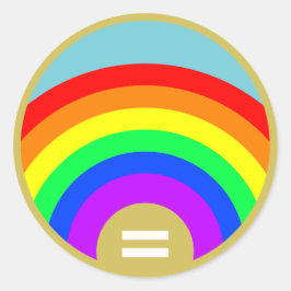 Gelijkheid is het goud onder de regenboog ronde sticker