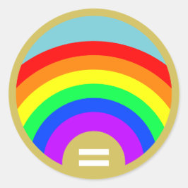 Gelijkheid is het goud onder de regenboog ronde sticker