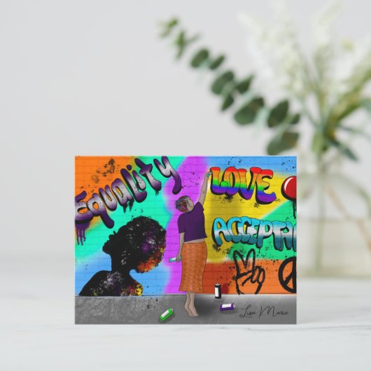 Gelijkheid, liefde en acceptatie Hand getrokken ku Briefkaart (Staand voorkant)