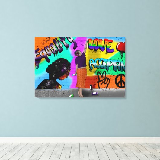 Gelijkheid, liefde en acceptatie Hand getrokken ku Canvas Afdruk (Insitu (Houten vloer))