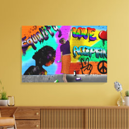 Gelijkheid, liefde en acceptatie Hand getrokken ku Canvas Afdruk