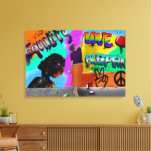 Gelijkheid, liefde en acceptatie Hand getrokken ku Canvas Afdruk (Insitu (Woonkamer))