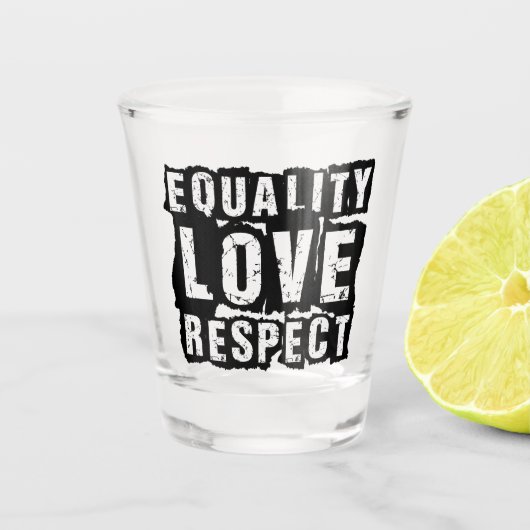 Gelijkheid, liefde en respect Pride Month Shot Glas (Voorkant)