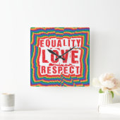 Gelijkheid, liefde en respect Pride Month Vierkante Klok (Huis)