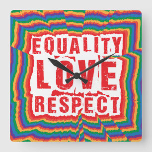 Gelijkheid, liefde en respect Pride Month Vierkante Klok