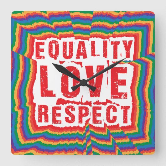 Gelijkheid, liefde en respect Pride Month Vierkante Klok (Voorkant)