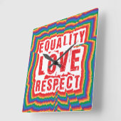 Gelijkheid, liefde en respect Pride Month Vierkante Klok (Hoek)