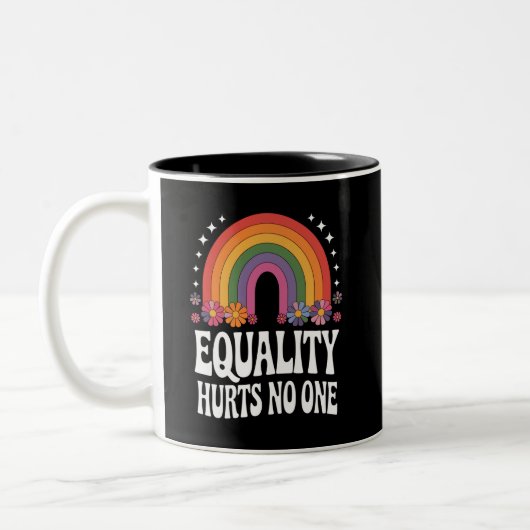 Gelijkheid schaadt niemand Rainbow Equal Rights Gr Tweekleurige Koffiemok (Links)