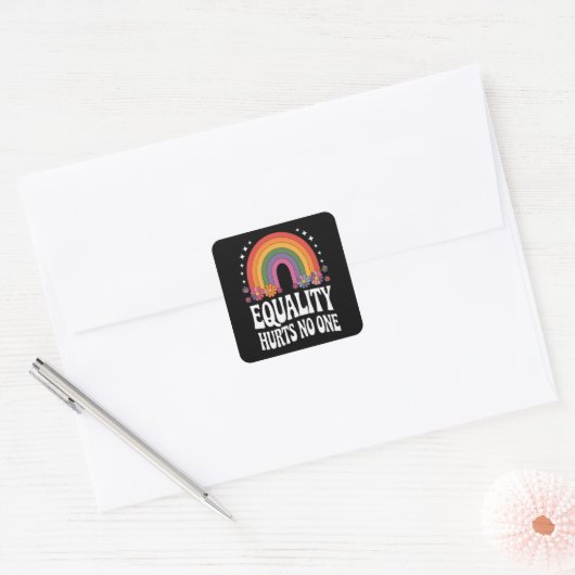 Gelijkheid schaadt niemand Rainbow Equal Rights Gr Vierkante Sticker (Envelop)