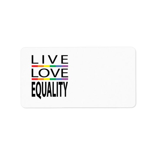 Gelijkheid van levende liefdes etiket (Voorkant)
