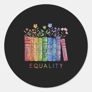 Gelijkheid Vrede Liefde Vriendelijkheid Lees Boek  Ronde Sticker