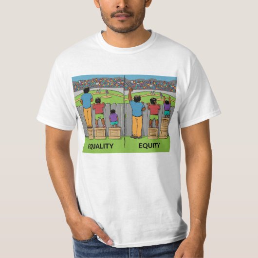 Gelijkheid vs Billijkheid – Sociale Rechtvaardighe T-shirt (Voorkant)