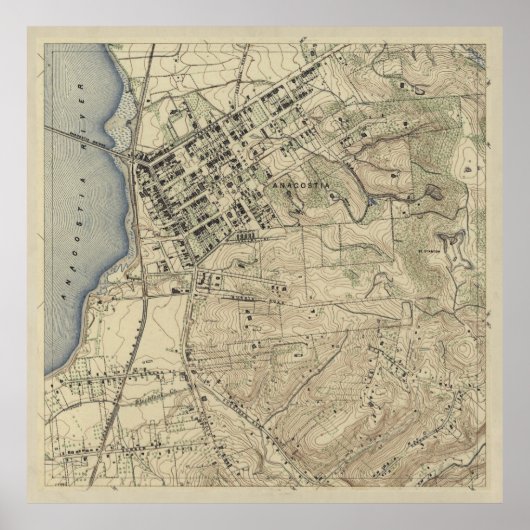  gelijkstroomkaart Anacostia (1892) Poster (Voorkant)