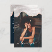 GelijkstroomWITTE EN ROOS-GOLD ZWARTE FOGRA AGATE Bedankkaart (Voorkant / Achterkant)