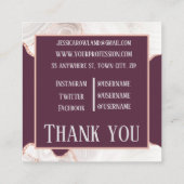 GelijkstroomWITTE ROOS EN OUDE MAUVE MONOGRAM Vierkante Visitekaartje (Achterkant)