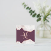 GelijkstroomWITTE ROOS EN OUDE MAUVE MONOGRAM Vierkante Visitekaartje (Staand voorkant)