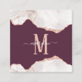 GelijkstroomWITTE ROOS EN OUDE MAUVE MONOGRAM Vierkante Visitekaartje (Voorkant)