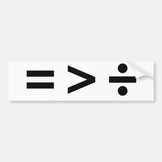 GELIJKWAARDIGHEID IS GROTER DAN AFDELING -.png Bumpersticker (Voorkant)