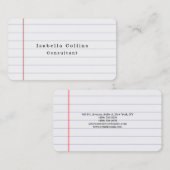 Gelijnd papier Plain Minimalist Creatief Modern Visitekaartje (Voorkant / Achterkant)