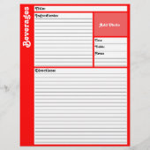 Gelijnd recept pagina's (Rood) Flyer (Achterkant)