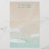 Gelijnd strand scène zand oceaan gepersonaliseerd briefpapier (Voorkant)