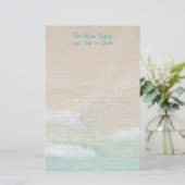 Gelijnd strand scène zand oceaan gepersonaliseerd briefpapier (Staand voorkant)