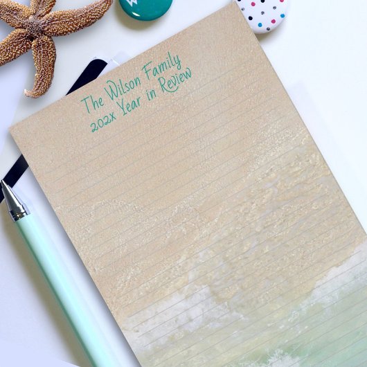 Gelijnd strand scène zand oceaan gepersonaliseerd briefpapier