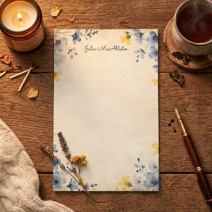 Gelijnd Vintage Botanisch Bloemig Waterverf Briefpapier