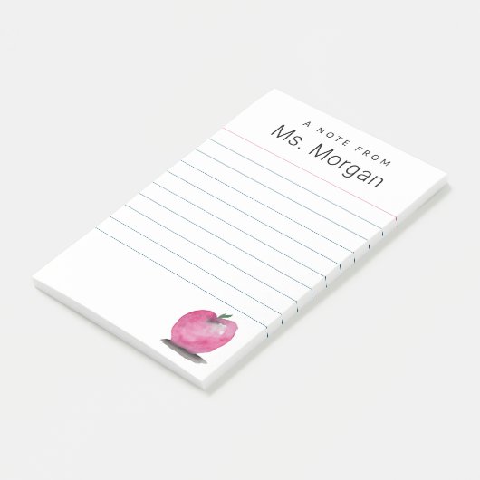 Gelijnde Custom Teacher Name Waterverf Apple Post-it® Notes (Schuin)