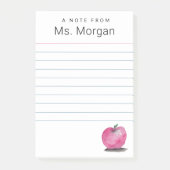 Gelijnde Custom Teacher Name Waterverf Apple Post-it® Notes (Voorkant)