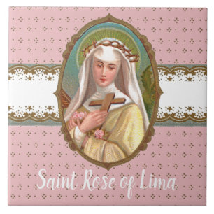 Gelijst portret van St. Rosa van Lima (M 024b) Tegeltje