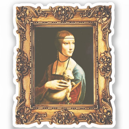Gelijst Renaissance Kunst: Dame met Hermelijn Da V Sticker (Voorkant)