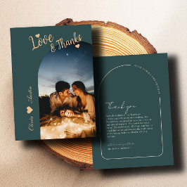 Gelimiteerde spar moderne boog foto elegante bruil bedankkaart