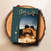 Gelimiteerde spar moderne boog foto elegante bruil bedankkaart