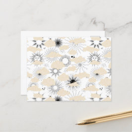 Gelimiteerde zwarte zonnen achter getextureerde kl briefkaart