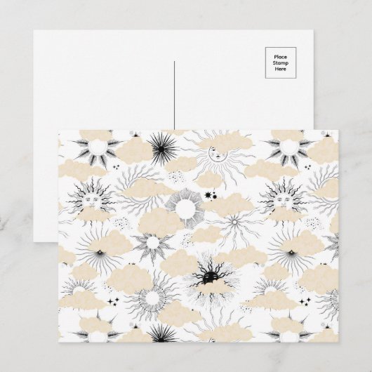 Gelimiteerde zwarte zonnen achter getextureerde kl briefkaart (Voorkant / Achterkant)