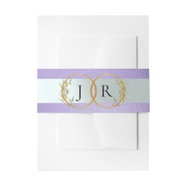Gelinkt bladmonogram - Blauwe seringen Uitnodigingen Wikkel