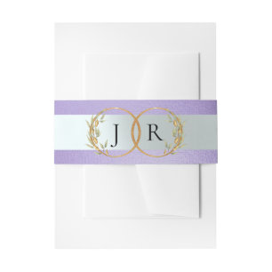 Gelinkt bladmonogram - Blauwe seringen Uitnodigingen Wikkel