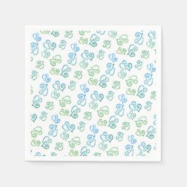 Gelinkt groen-blauw hartpatroon over witte party servet