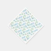 Gelinkt groen-blauw hartpatroon over witte party servet (Hoek)