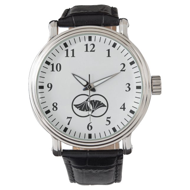 Gelinkte ginkobladcirkels horloge (Voorkant)