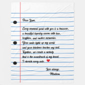 Gelinkte papieren letter Script Love Note Fleece Deken (Voorkant)