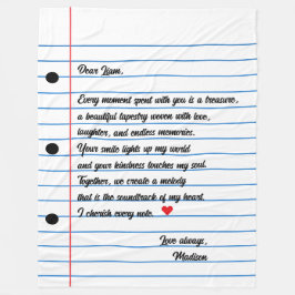 Gelinkte papieren letter Script Love Note Fleece Deken