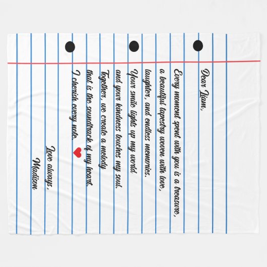 Gelinkte papieren letter Script Love Note Fleece Deken (Voorkant (Horizontaal))