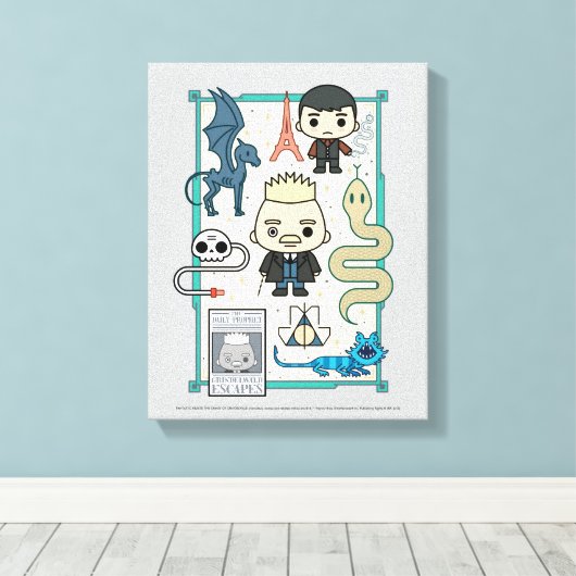GELLERT GRINDELWALD™ en Barebone-Cartoon Canvas Afdruk (Insitu (Houten vloer))