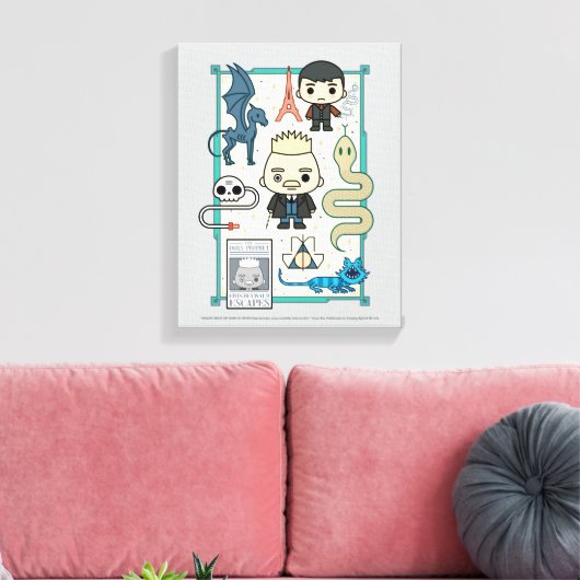 GELLERT GRINDELWALD™ en Barebone-Cartoon Canvas Afdruk (Insitu (Woonkamer))