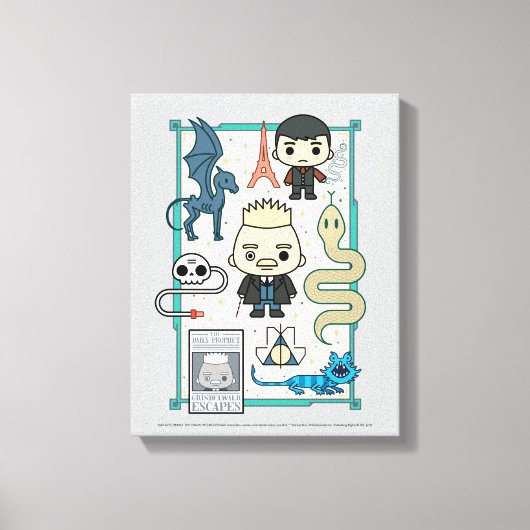 GELLERT GRINDELWALD™ en Barebone-Cartoon Canvas Afdruk (Voorkant)